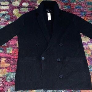 J. Crew Black Double-Breasted Wool Cardigan